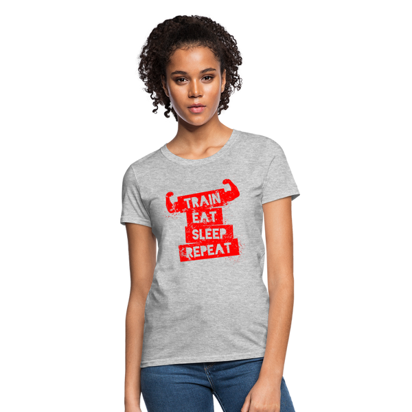 Train Eat Sleep Repeat Women's T-Shirt - heather gray