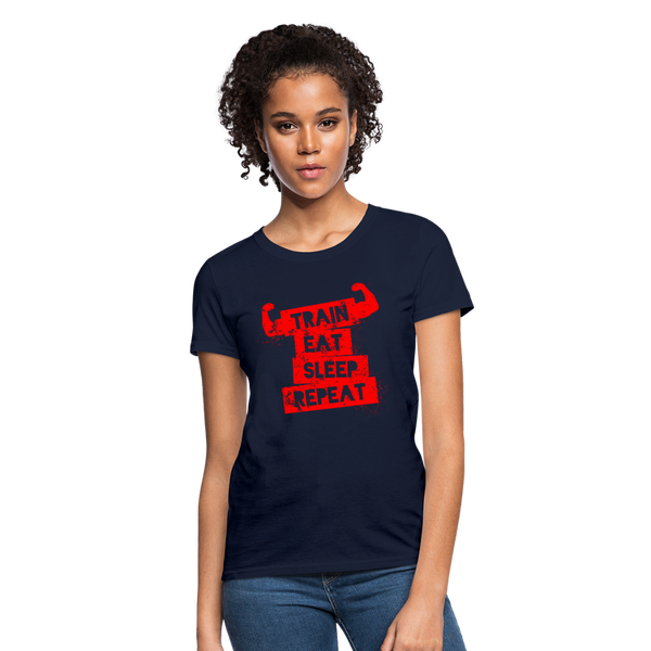 Train Eat Sleep Repeat Women's T-Shirt - navy