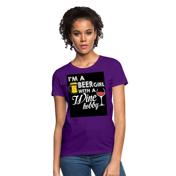 I'm A Beer Girl With A Wine Hobby Women's T-Shirt - purple