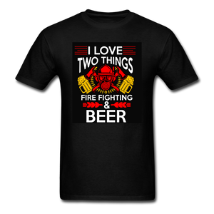 I Love Two Things Fire Fighting & Beer Men's T-Shirt - black