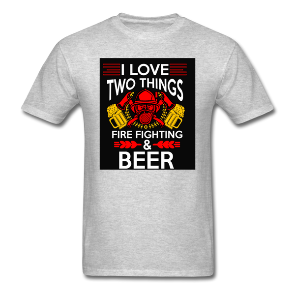 I Love Two Things Fire Fighting & Beer Men's T-Shirt - heather gray