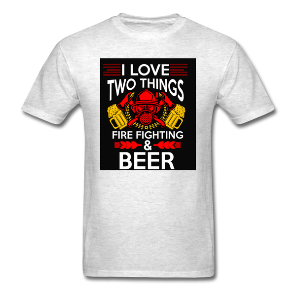 I Love Two Things Fire Fighting & Beer Men's T-Shirt - light heather gray