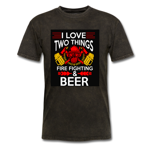 I Love Two Things Fire Fighting & Beer Men's T-Shirt - mineral black