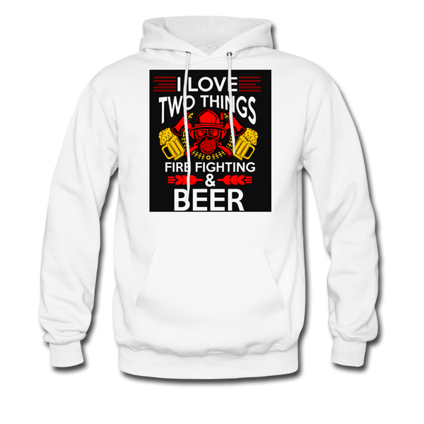 I Love Two Things Fire Fighting & Beer Men's Hoodie - white