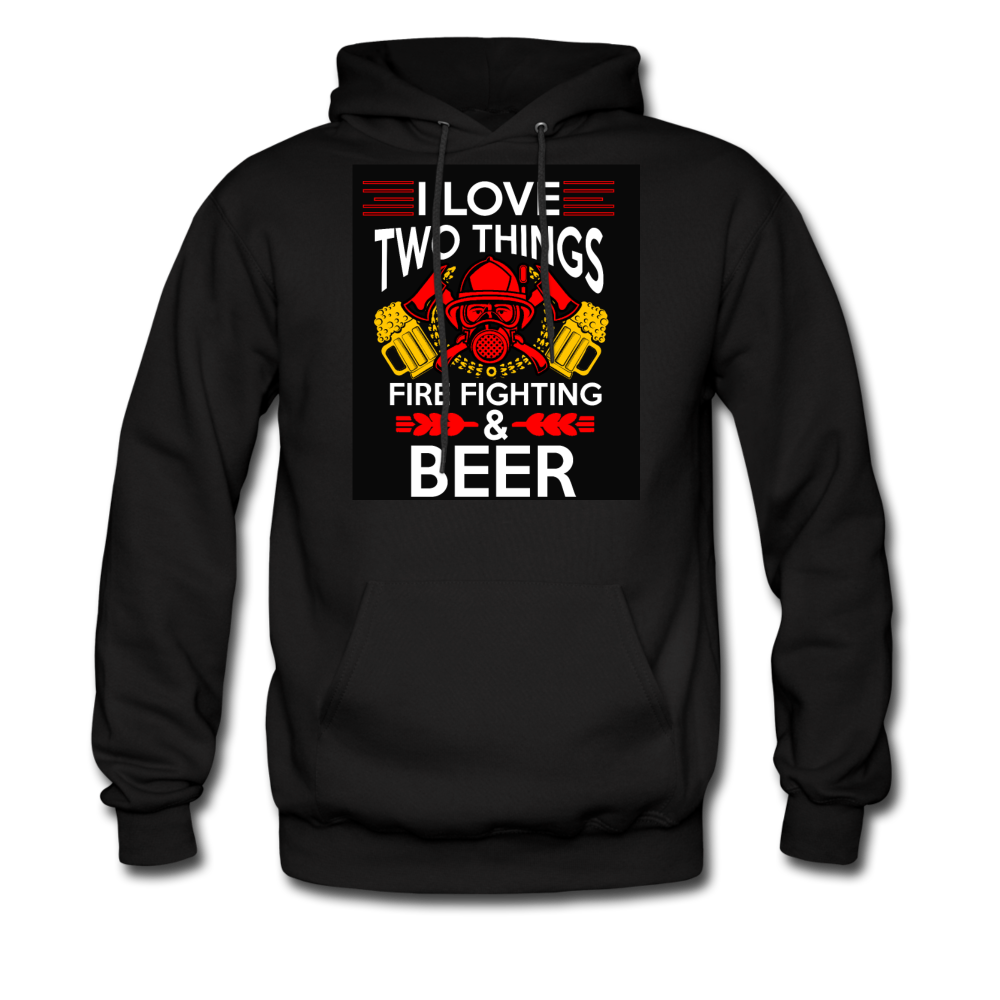 I Love Two Things Fire Fighting & Beer Men's Hoodie - black