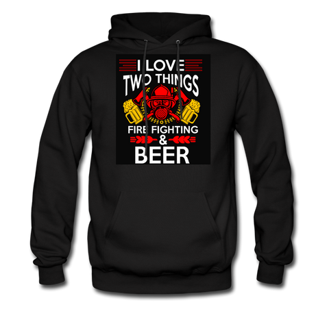 I Love Two Things Fire Fighting & Beer Men's Hoodie - black