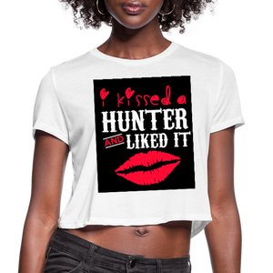 I Kissed A Hunter & Liked It Women's Cropped T-Shirt - white