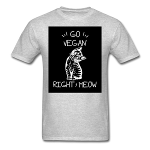 Go Vegan Right Meow Classic T-Shirt - heather gray