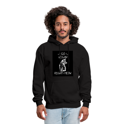 Go Vegan Right Meow Men's Hoodie - black