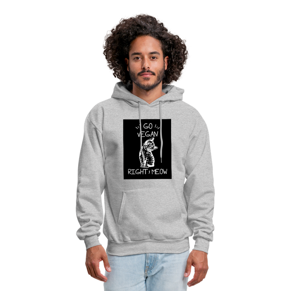 Go Vegan Right Meow Men's Hoodie - heather gray