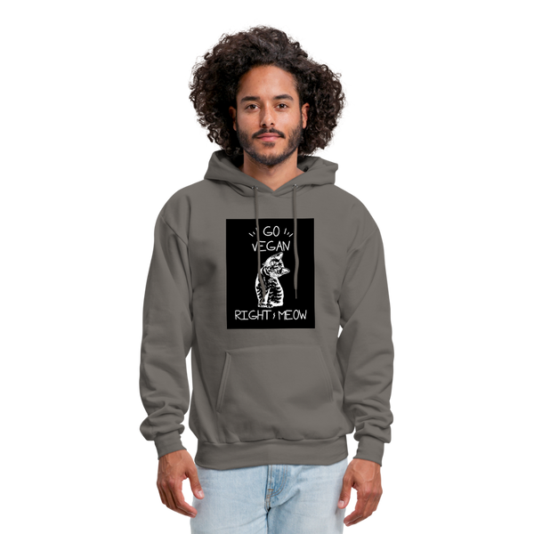 Go Vegan Right Meow Men's Hoodie - asphalt gray