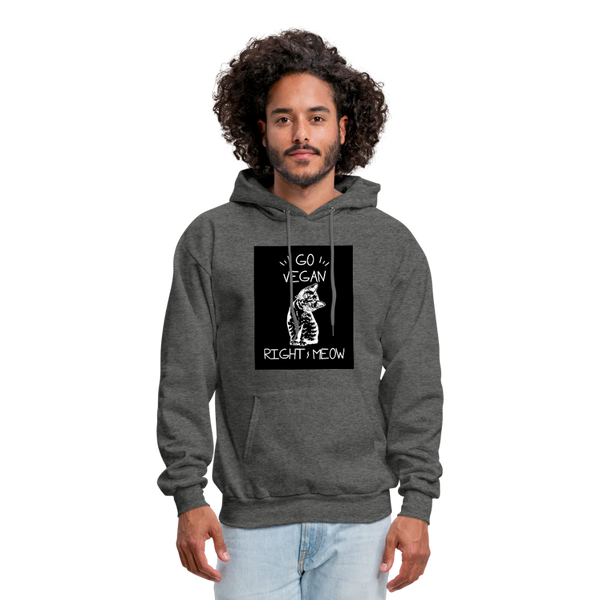 Go Vegan Right Meow Men's Hoodie - charcoal gray