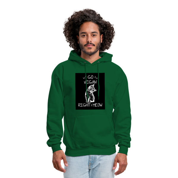 Go Vegan Right Meow Men's Hoodie - forest green