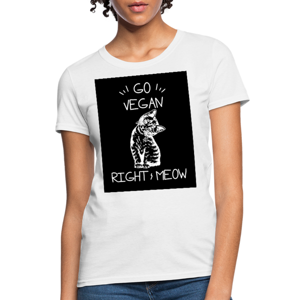 Go Vegan Right Meow Women's T-Shirt - white