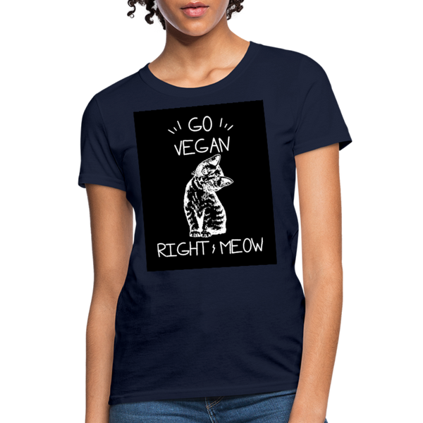 Go Vegan Right Meow Women's T-Shirt - navy