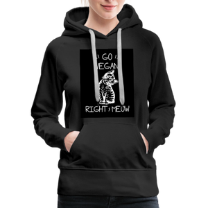 Go Vegan Right Meow Women’s Premium Hoodie - black