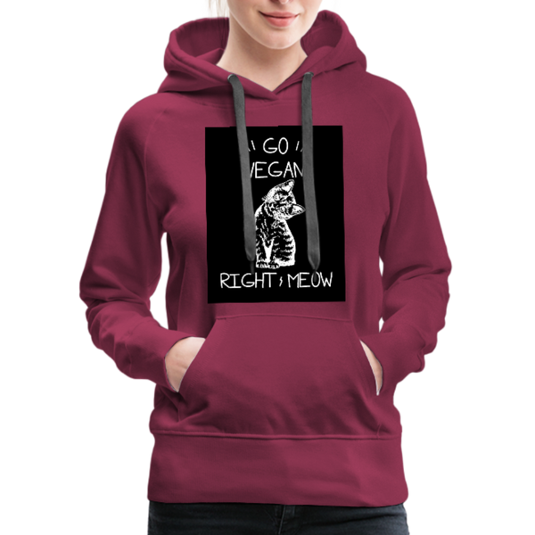 Go Vegan Right Meow Women’s Premium Hoodie - burgundy