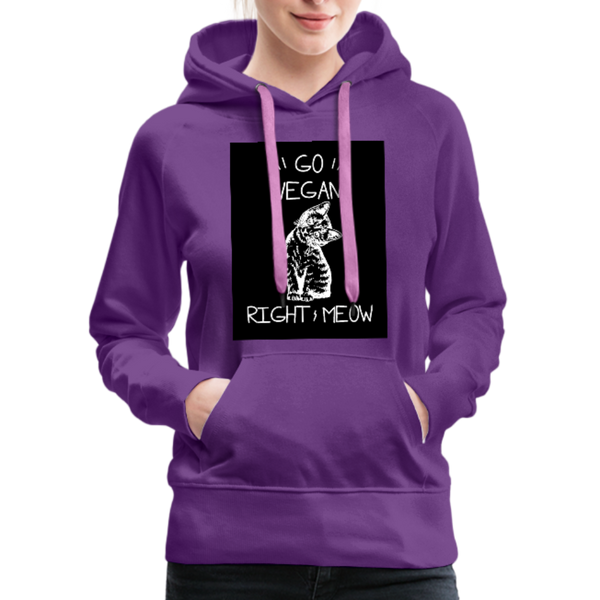 Go Vegan Right Meow Women’s Premium Hoodie - purple