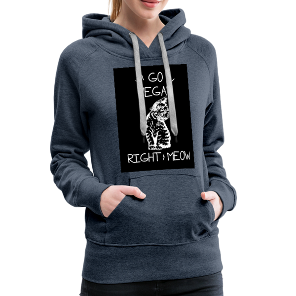 Go Vegan Right Meow Women’s Premium Hoodie - heather denim