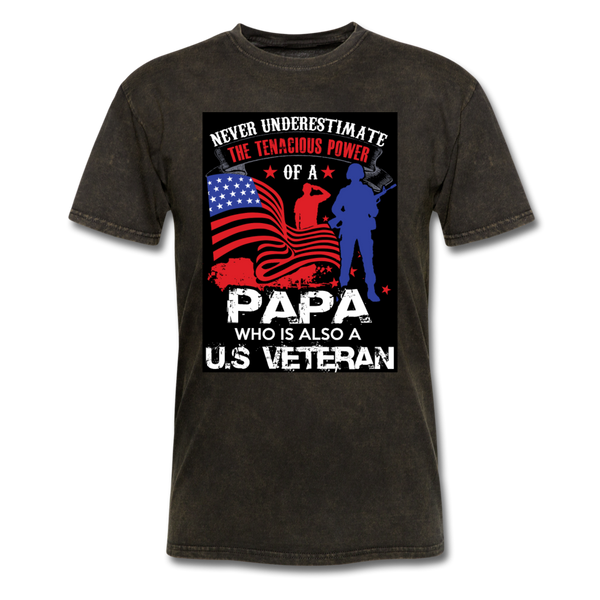 Never Underestimate The Tenacious Power Of A Papa Who Is Also A Veteran Men's Classic T-Shirt - mineral black