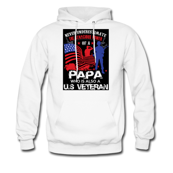 Never Underestimate The Tenacious Power Of A Papa Who Is Also A Veteran Men's Hoodie - white