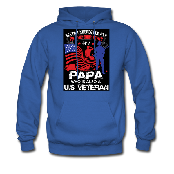 Never Underestimate The Tenacious Power Of A Papa Who Is Also A Veteran Men's Hoodie - royal blue