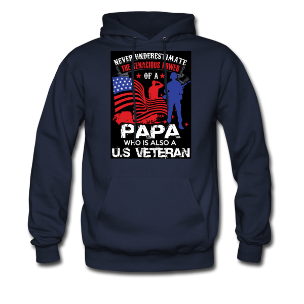 Never Underestimate The Tenacious Power Of A Papa Who Is Also A Veteran Men's Hoodie - navy