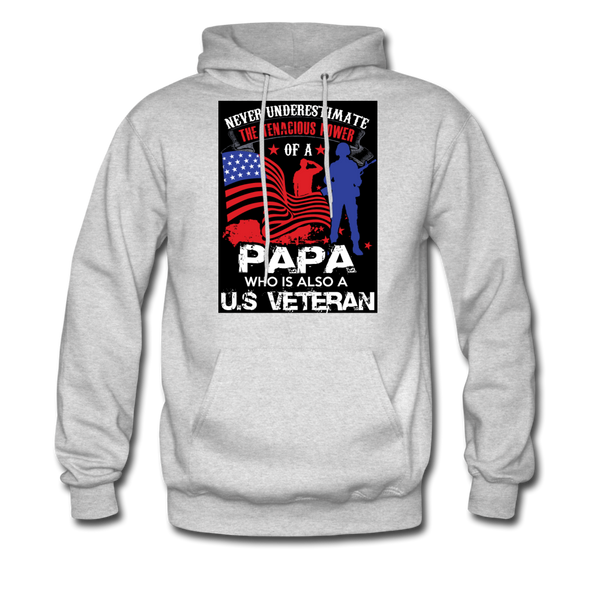 Never Underestimate The Tenacious Power Of A Papa Who Is Also A Veteran Men's Hoodie - ash 