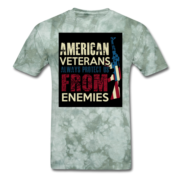 American Veterans Always Protect Us From Enemies Men's Classic T-Shirt - military green tie dye