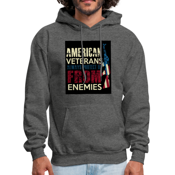 American Veterans Always Protect Us From Enemies Men's Hoodie - charcoal gray