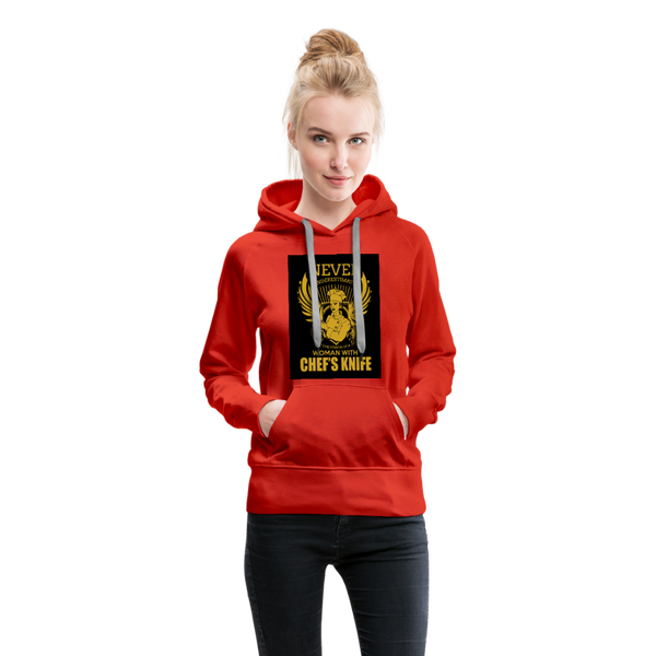 Never Underestimate The Power Of A Woman With Chef's Knife Women’s Premium Hoodie - red