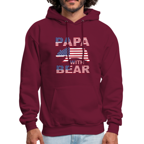 Papa With Bear Men's Hoodie - burgundy