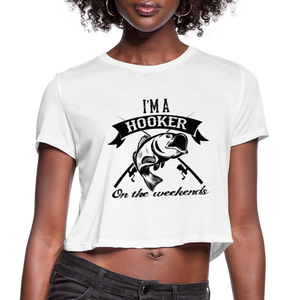 I'm A Hooker On The Weekends Women's Cropped T-Shirt - white