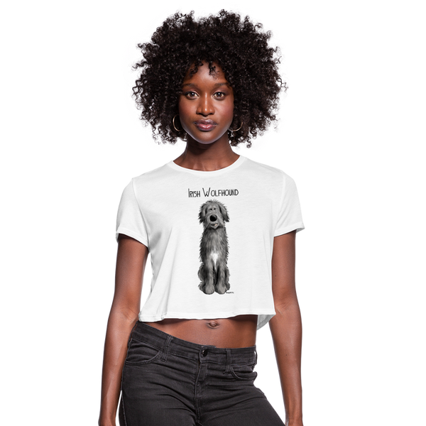 Irish Wolfhound Women's Cropped T-Shirt - white