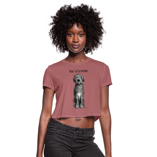 Irish Wolfhound Women's Cropped T-Shirt - mauve