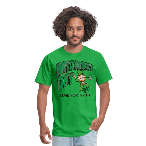 Happy St. Patrick's Day Time For A Jig Men's Classic T-Shirt - bright green