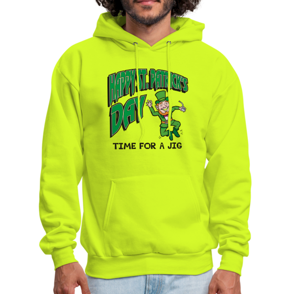 Happy St. Patrick's Day Time For A Jig Men's Hoodie - safety green