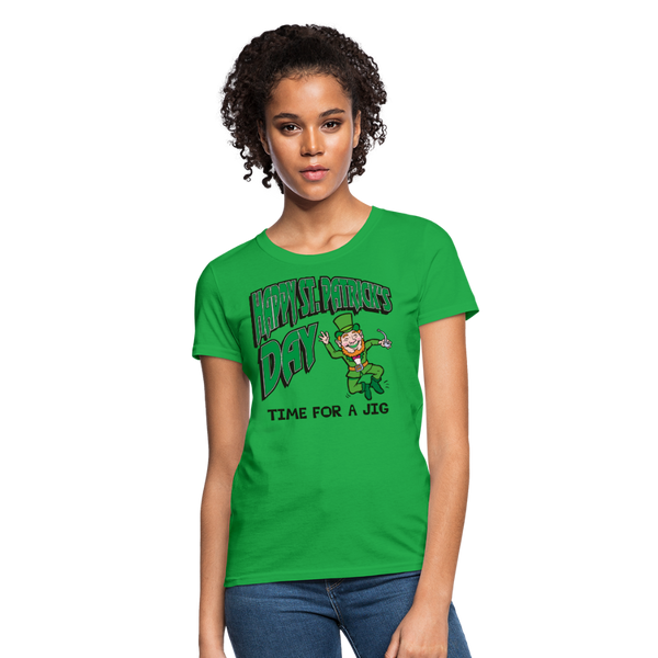 Happy St. Patrick's Day Time For A Jig Women's T-Shirt - bright green