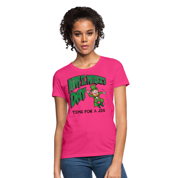 Happy St. Patrick's Day Time For A Jig Women's T-Shirt - fuchsia