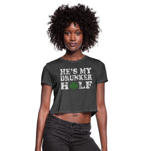 He's My Drunker Half Women's Cropped T-Shirt - deep heather