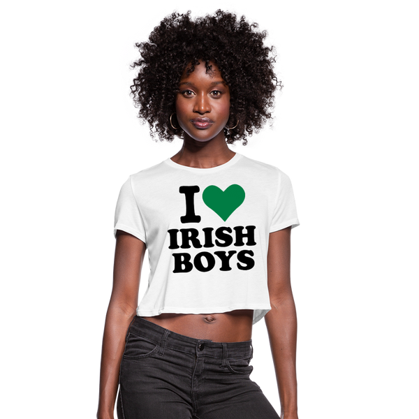 I Love Irish Boys Women's Cropped T-Shirt - white