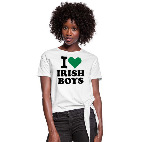 I Love Irish Boys Women's Knotted T-Shirt - white