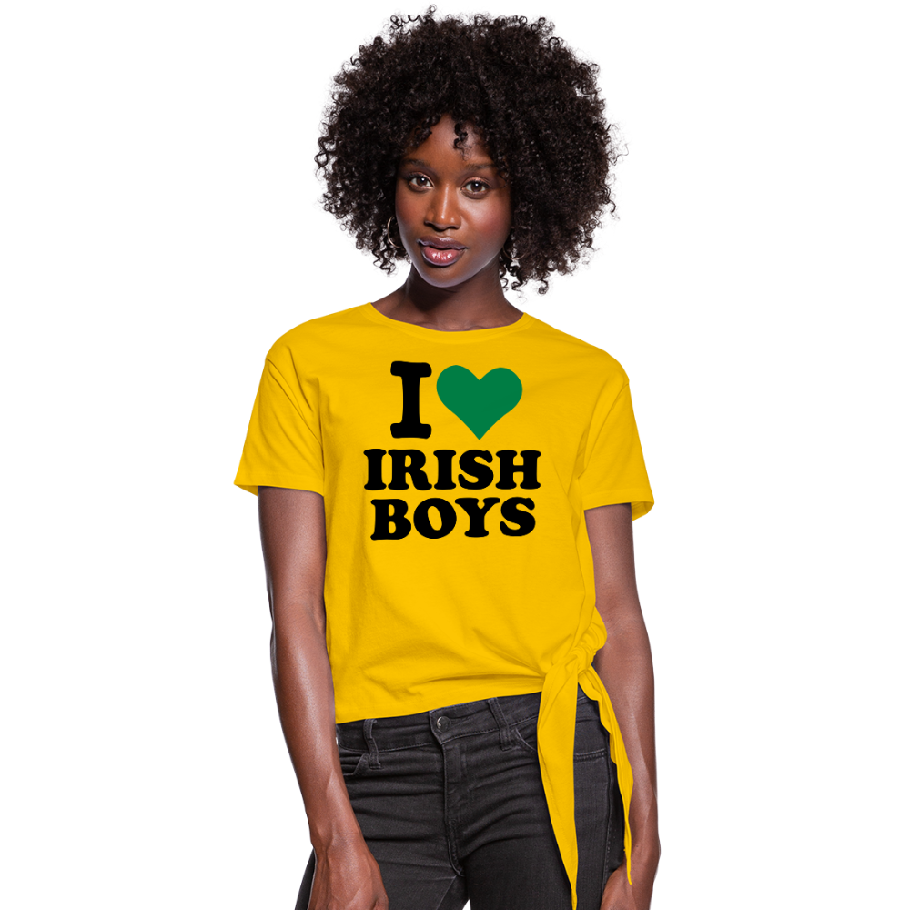 I Love Irish Boys Women's Knotted T-Shirt - sun yellow