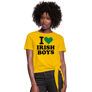 I Love Irish Boys Women's Knotted T-Shirt - sun yellow