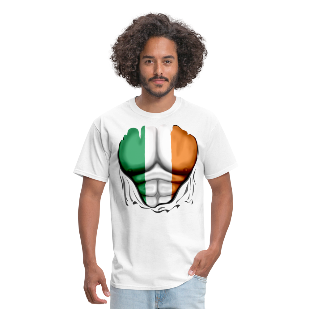 Ireland Flag Ripped Abs Men's Classic T-Shirt - white