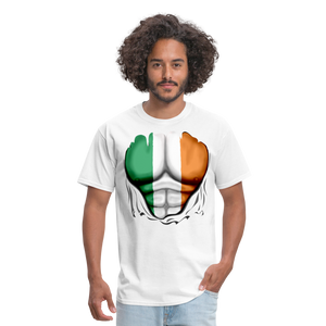 Ireland Flag Ripped Abs Men's Classic T-Shirt - white