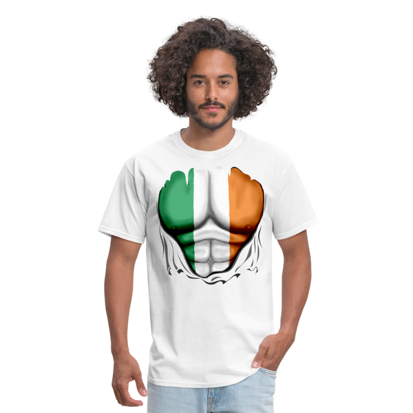 Ireland Flag Ripped Abs Men's Classic T-Shirt - white