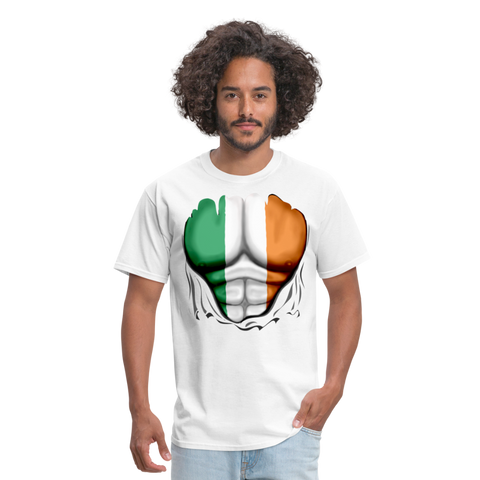 Ireland Flag Ripped Abs Men's Classic T-Shirt - white