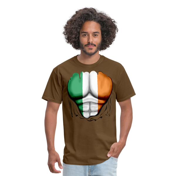 Ireland Flag Ripped Abs Men's Classic T-Shirt - brown