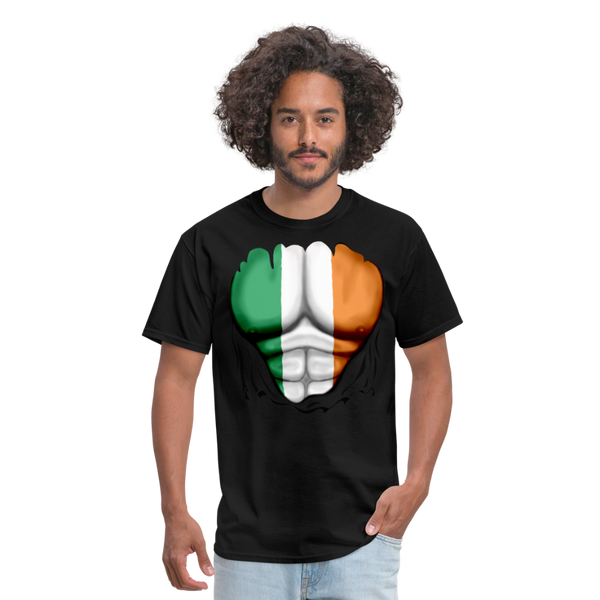 Ireland Flag Ripped Abs Men's Classic T-Shirt - black